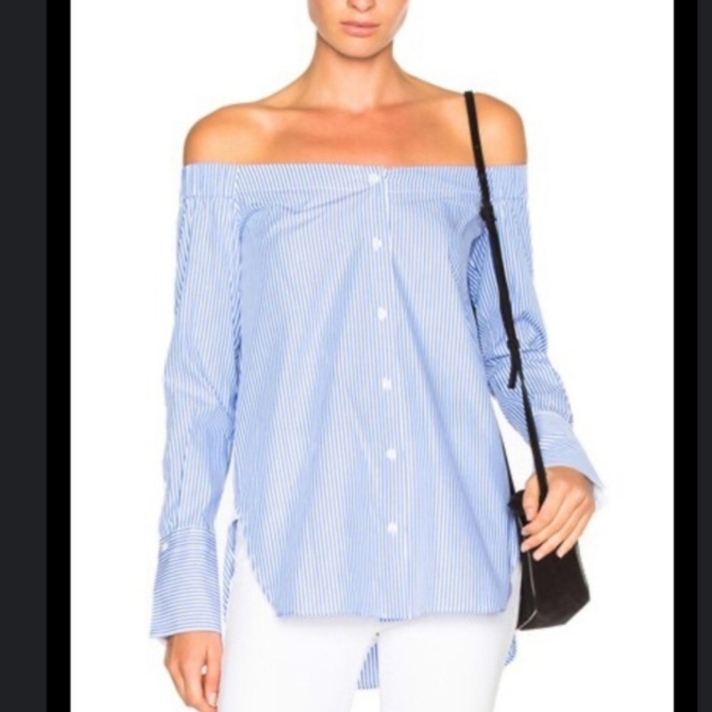 Rag & Bone Kacy Striped Off the Shoulder Blouse Size Small
